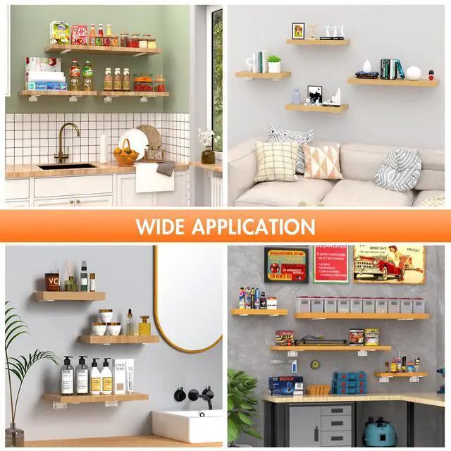 Alt view image 7 of 7 - Shelf Bracket, Floating Shelf Bracket 12 Inch, 6 Pack Heavy Duty Shelf Brackets, Metal Wall Shelf Brackets with 1/5 Inch Thick and Holds 160+lb, Brackets for Wood ShelvesWhite