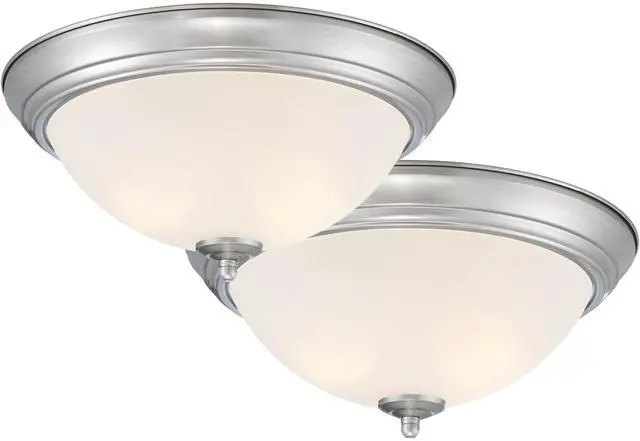 Main image of Flush Mount Ceiling Light, 11 Inch Frosted Glass Lighting Fixture for Kitchen, Bedroom, Bathroom, and Hallway, LED Bulbs Not Included, Brushed Nickel