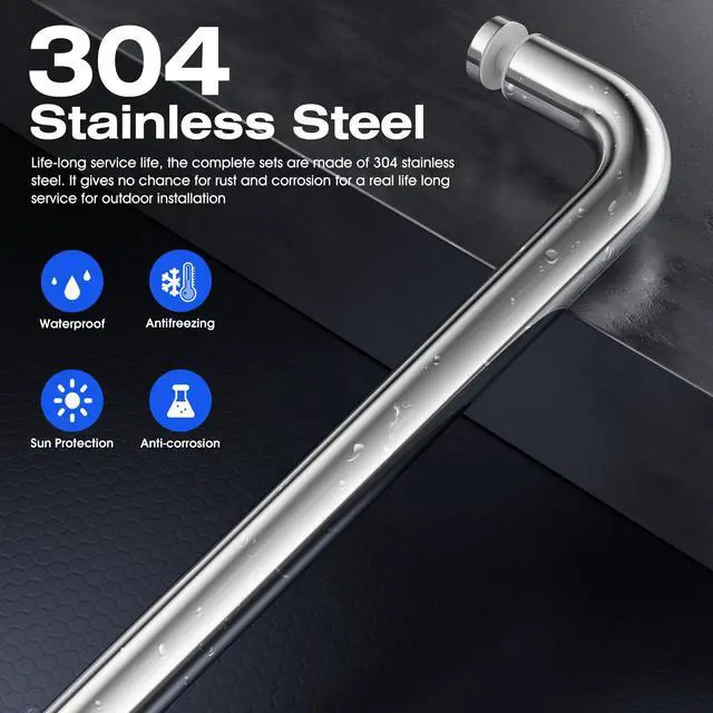 Alt view image 5 of 7 - 24 Inch Shower Door Handle, Single-Sided Towel Bar, Polished Chrome | 304 Stainless Steel, Fits 1/4"1/2" Glass, 24" Hole Spacing, for Sliding Shower Doors, Tub Doors and Shower Enclosures