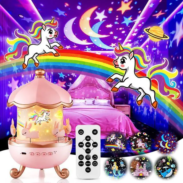 Main image of Unicorn Night Light for Kids,315 Modes+15 Films Light Projector | 15 Sound Machine Baby,Dimmable+Remote+Timer & 1200mAh -Unicorn Toys for Girls Age 4-6,Room Decor,Toddler/Girls Birthday Gift