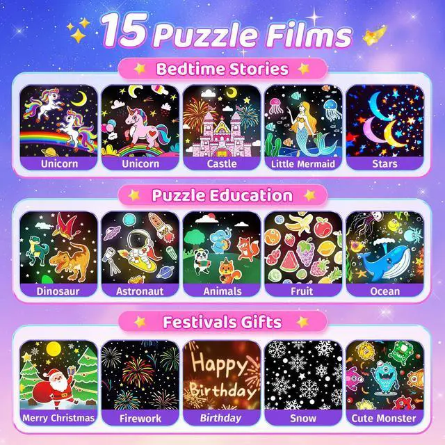Alt view image 4 of 7 - Unicorn Night Light for Kids,315 Modes+15 Films Light Projector | 15 Sound Machine Baby,Dimmable+Remote+Timer & 1200mAh -Unicorn Toys for Girls Age 4-6,Room Decor,Toddler/Girls Birthday Gift