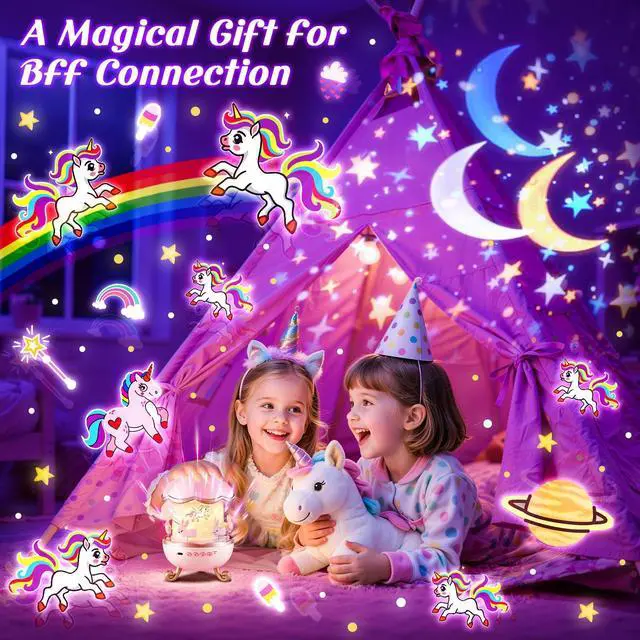 Alt view image 7 of 7 - Unicorn Night Light for Kids,315 Modes+15 Films Light Projector | 15 Sound Machine Baby,Dimmable+Remote+Timer & 1200mAh -Unicorn Toys for Girls Age 4-6,Room Decor,Toddler/Girls Birthday Gift