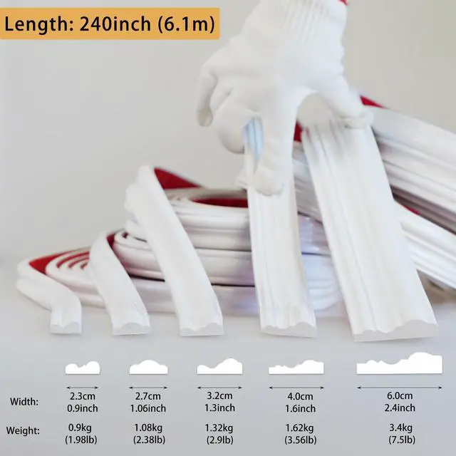 Alt view image 2 of 7 - 240"L x 0.9"W Peel and Stick Chair Rail Panel Molding, Pre-Primed Trim for Home Decoration & Wall Protection