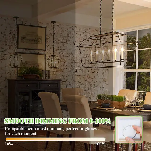 Alt view image 3 of 7 - Dimmable E12 Candelabra LED Light Bulbs 60 Watt Equivalent, 6W 630LM Chandelier Light Bulb 2700K Soft Warm White, Vintage LED Filament Clear Glass Candle Light Bulbs, 90+ CRI, No Flicker, 12-Pack