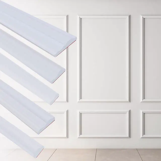 Alt view image 3 of 7 - 240"L x 0.9"W Peel and Stick Chair Rail Panel Molding, Pre-Primed Trim for Home Decoration & Wall Protection