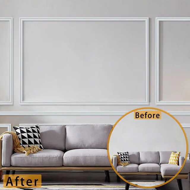 Alt view image 4 of 7 - 240"L x 0.9"W Peel and Stick Chair Rail Panel Molding, Pre-Primed Trim for Home Decoration & Wall Protection