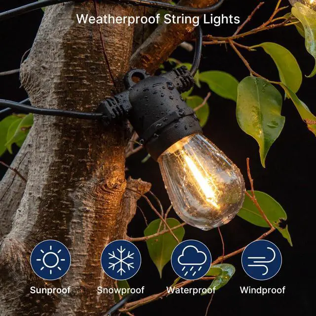 Alt view image 5 of 7 - 15 Pack Outdoor LED Replacement Bulbs for String Light, S14 LED Hanging Light Bulbs for Patio, Garden, E26 Base, 2200K Warm White, Non-Dimmable