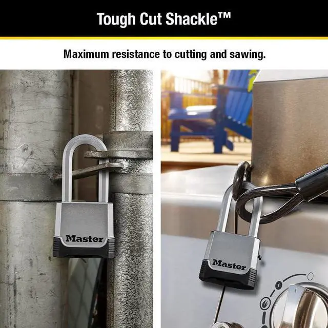 Alt view image 3 of 6 - Silver Outdoor Combination Lock, Heavy Duty Weather Resistant Padlock with Resettable Code and Cut Resistant Boron Carbide Shackle for Outdoor Use, M176XDLH