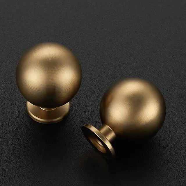 Alt view image 2 of 7 - Champagne Bronze Cabinet Knobs 12 Pack Round Ball Drawer Knobs, 1" Diameter | Ball Knob Shape, Dresser Drawer Restyle, Easy Install, For Cabinets, Dressers, Cupboards, Wardrobes, Home Hardware Upgrade