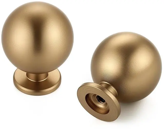 Main image of Champagne Bronze Cabinet Knobs 12 Pack Round Ball Drawer Knobs, 1" Diameter | Ball Knob Shape, Dresser Drawer Restyle, Easy Install, For Cabinets, Dressers, Cupboards, Wardrobes, Home Hardware Upgrade