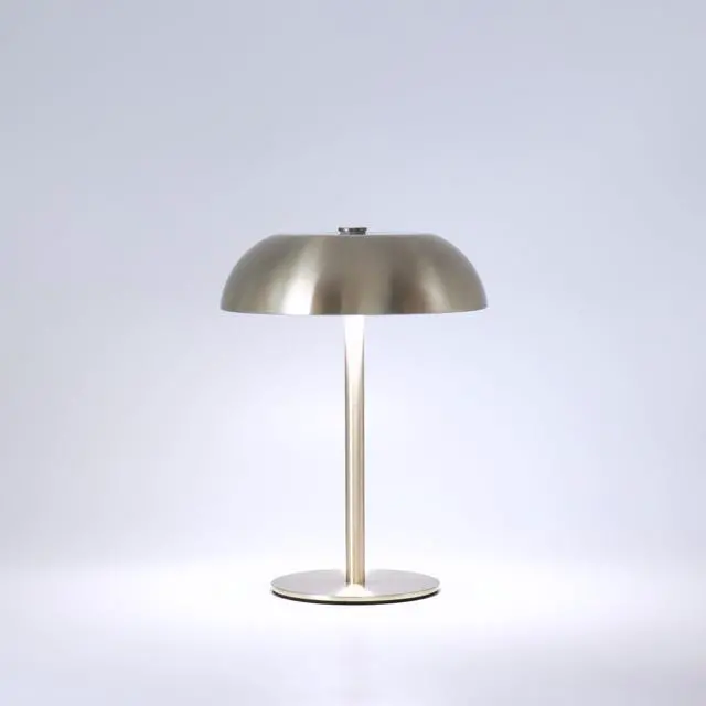 Main image of Cordless LED Mushroom Table Lamp, 5200mAh Battery, Dimmable 3 Color, Silver | Small, 8.46in, Portable, Easy to Assemble, Metal Structure, Rechargeable, Suitable for Bedroom, Café, and Bar Counter