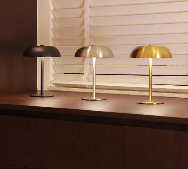 Alt view image 3 of 7 - Cordless LED Mushroom Table Lamp, 5200mAh Battery, Dimmable 3 Color, Silver | Small, 8.46in, Portable, Easy to Assemble, Metal Structure, Rechargeable, Suitable for Bedroom, Café, and Bar Counter