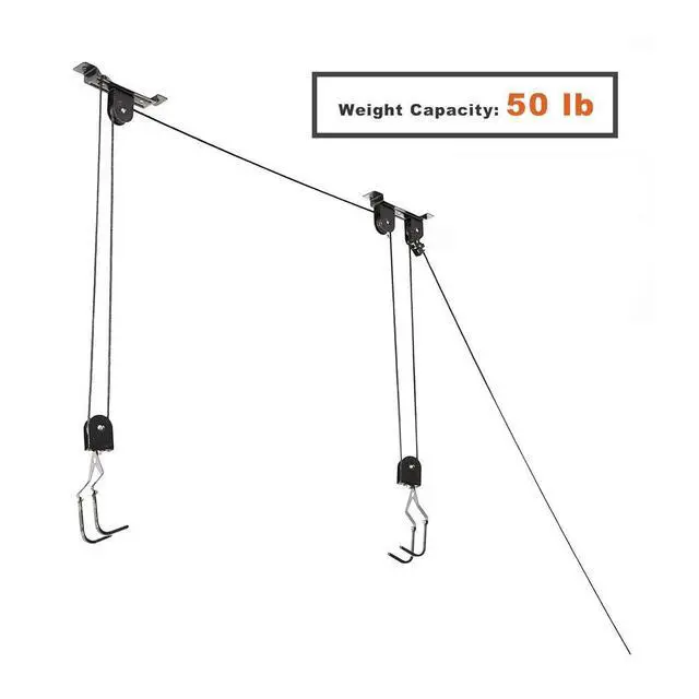 Alt view image 3 of 7 - Ceiling Bike Mount Hanger, Bike Ceiling Lift Hoist, Bike Pulley System for Garage, Indoor Bicycle Hooks, 2 pack