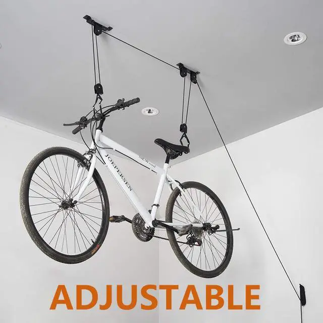 Alt view image 5 of 7 - Ceiling Bike Mount Hanger, Bike Ceiling Lift Hoist, Bike Pulley System for Garage, Indoor Bicycle Hooks, 2 pack
