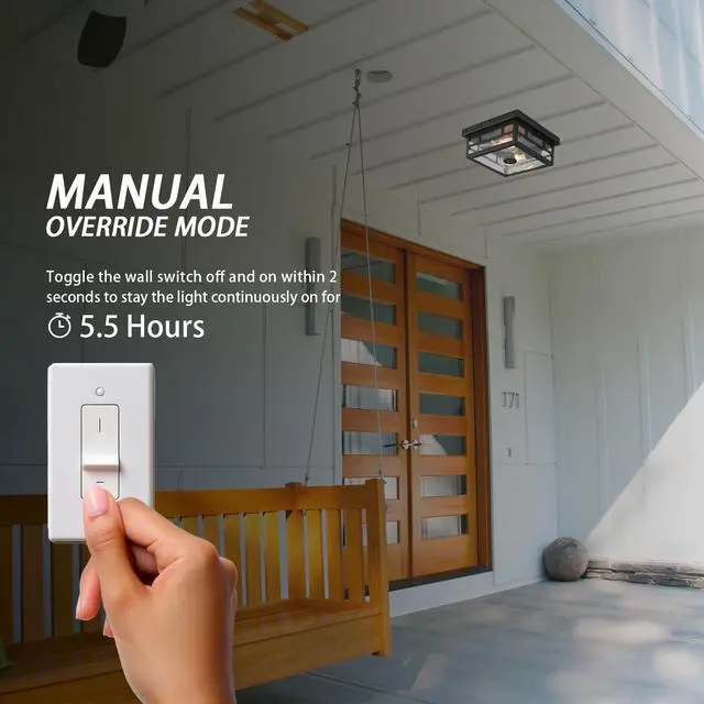 Alt view image 3 of 7 - Outdoor Flush Mount Motion Sensor Ceiling Light - Timeless Industrial Design with Seeded Clear Glass for Your Porch, Driveway, Covered Patio, Farmhouse, and Entryway