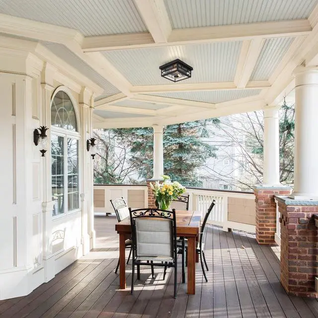 Alt view image 6 of 7 - Outdoor Flush Mount Motion Sensor Ceiling Light - Timeless Industrial Design with Seeded Clear Glass for Your Porch, Driveway, Covered Patio, Farmhouse, and Entryway
