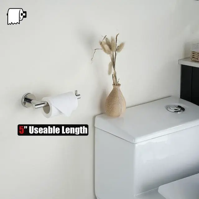 Alt view image 3 of 7 - Chrome Toilet Paper Holder, 5 Inch 304 Stainless Steel Thick 8mm Tissue Paper Dispenser for Bathroom, Hold Mega Rolls, Polished Chrome Wall Mount, TPH100-CH