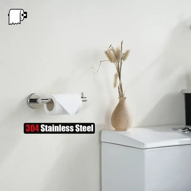 Alt view image 4 of 7 - Chrome Toilet Paper Holder, 5 Inch 304 Stainless Steel Thick 8mm Tissue Paper Dispenser for Bathroom, Hold Mega Rolls, Polished Chrome Wall Mount, TPH100-CH