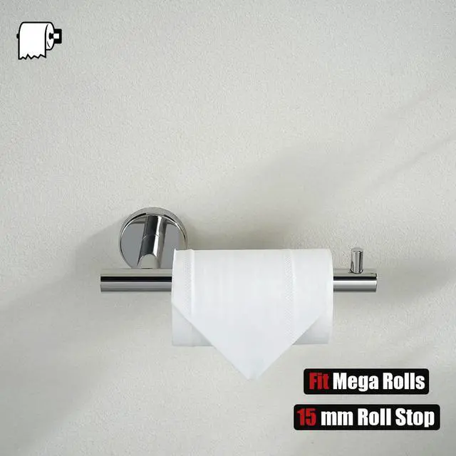 Alt view image 6 of 7 - Chrome Toilet Paper Holder, 5 Inch 304 Stainless Steel Thick 8mm Tissue Paper Dispenser for Bathroom, Hold Mega Rolls, Polished Chrome Wall Mount, TPH100-CH