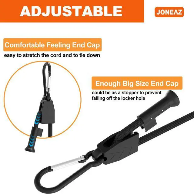 Alt view image 3 of 7 - 8 Pcs 48" Adjustable Bungee Cords with Hooks, Heavy Duty | UV Resistant Shock Straps with Carabiner Clips