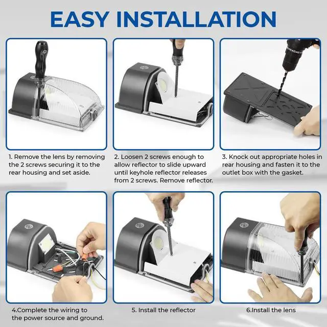 Alt view image 4 of 7 - 26W LED Wall Pack Light with Dusk to Dawn Sensor 5000k Bronze 2Pack | 100-277Vac, 3000LM Wall Light, IP65 Waterproof, Outdoor Security Flood Lighting, Hardwired Lights for Garage Warehouse Garden
