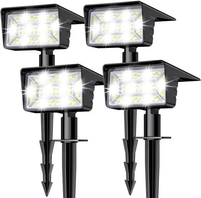Main image of Solar Spot Lights Outdoor with 60 LED & Auto On/Off, 4 Pack Solar Lights Outdoor Waterproof IP68 with 3 Lighting Modes, 2-in-1 Solars Landscape Light for Outside, Garden, Yard(Cool White)