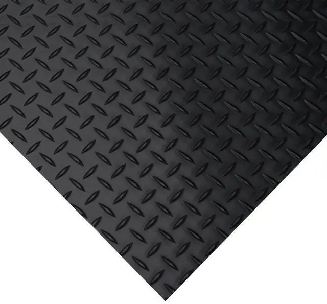 Alt view image 2 of 7 - Diamond-Plate Rubber Flooring Roll - 3 mm x 4 ft x 2 ft Roll - Black
