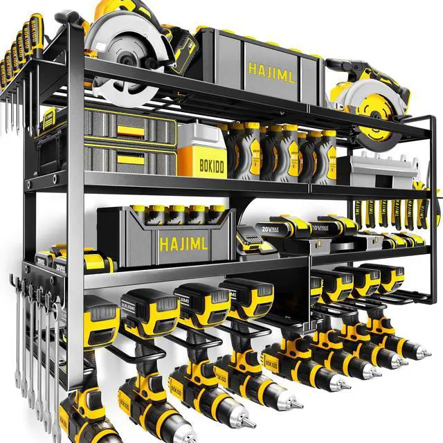 Main image of Power Tool Organizer Wall Mount,4 Layers Heavy Duty | Storage Rack with 8 Drill Holder, Easy Installation, Tool Organizer Wall Mount for Garage Workshop and Home Organization