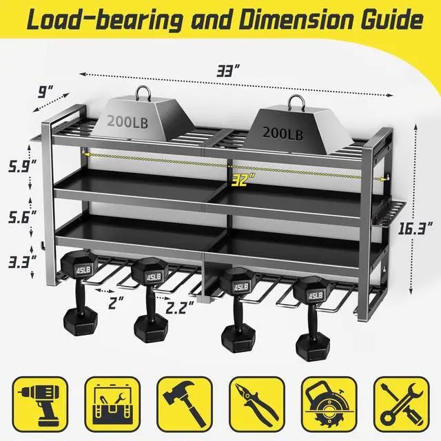 Alt view image 5 of 7 - Power Tool Organizer Wall Mount,4 Layers Heavy Duty | Storage Rack with 8 Drill Holder, Easy Installation, Tool Organizer Wall Mount for Garage Workshop and Home Organization