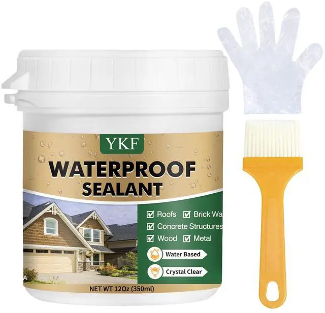 Main image of Transparent Waterproof Sealant 12 Oz, Clear Water-Based Leak Repair Coating for Roof, Wall, Bathroom, Shower, Kitchen, Concrete, Wood, Metal, Indoor & Outdoor