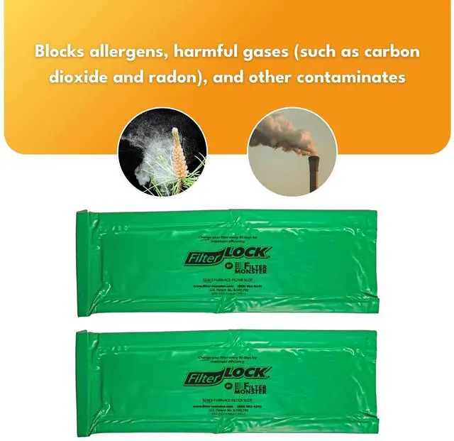 Alt view image 3 of 7 - FilterLock Furnace Filter Slot Seal Magnetic Seal Cover for Any 1 Furnace Filter, Up To 25 Long, Reduce HVAC Air Leaks, Green
