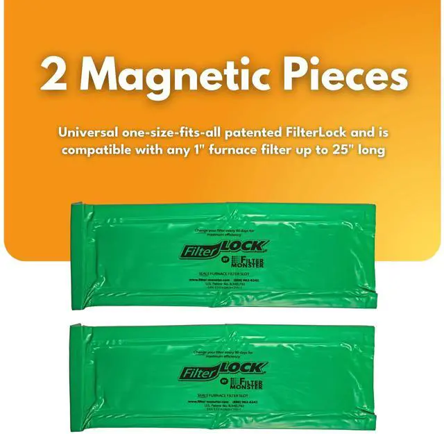 Alt view image 2 of 7 - FilterLock Furnace Filter Slot Seal Magnetic Seal Cover for Any 1 Furnace Filter, Up To 25 Long, Reduce HVAC Air Leaks, Green