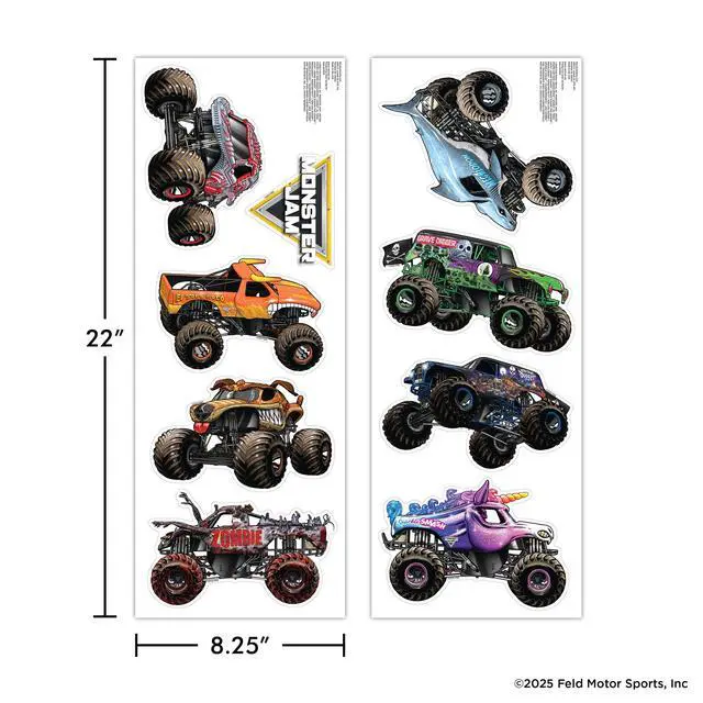 Alt view image 6 of 7 - Monster Jam Trucks Wall Decals Pack - Grave Digger Son-Uva Digger El Toro Loco Megalodon Zombie ThunderROARus Sparkle Smash Monster Mutt Vinyl Stickers Bedroom Decorations Peel and Stick Room Decor
