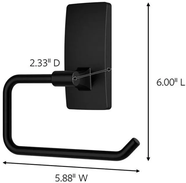 Alt view image 2 of 7 - Toilet Paper Holder, Matte Black, 1 Holder, 2 Strips | For Bathroom Organization, Water Resistant, Damage-Free Hanging with Adhesive Strip, No Tools