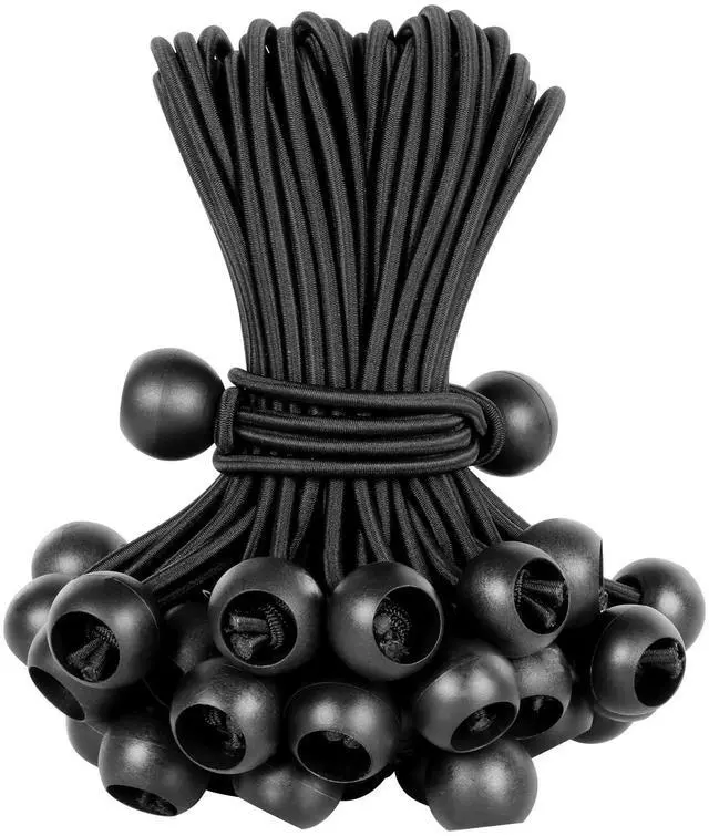 Main image of Ball Bungee Cords 6 Inch Bungee Cord with Balls, 50 PCS Heavy Duty Bungie Cord Balls Canopy Tarp Tie Down Bungee Balls for Camping, Shelter,Cargo,Tent Poles UV Resistant