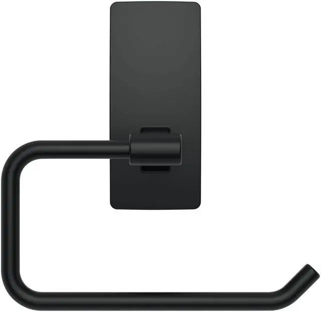 Alt view image 6 of 7 - Toilet Paper Holder, Matte Black, 1 Holder, 2 Strips | For Bathroom Organization, Water Resistant, Damage-Free Hanging with Adhesive Strip, No Tools