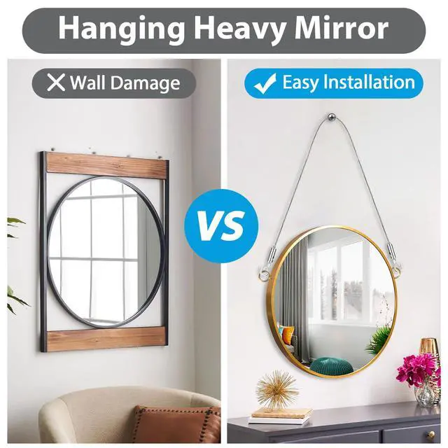 Alt view image 5 of 6 - 8PCS Adjustable Picture Hanging Wire Kit,Frame,Mirror Hanging Kit,6.6FT Heavy Duty Stainless Steel Rope for Hanging Pictures,Billboards,Basket,Flowerpot,Supports Up to 66lbs