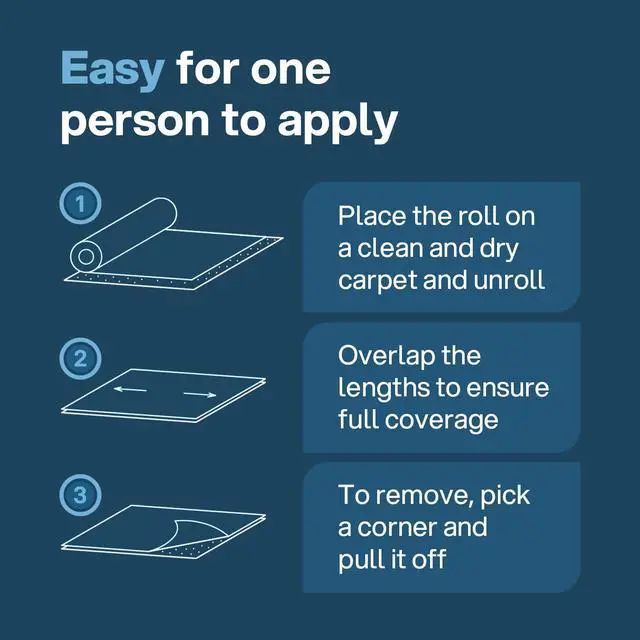 Alt view image 3 of 6 - Carpet Protection Film - Self Adhesive Plastic Protector 18" x 200' | Heavy Duty Shield Covering for Stairs Floor Runner Surface - Puncture & Water Resistant - Sticky Protection Roll