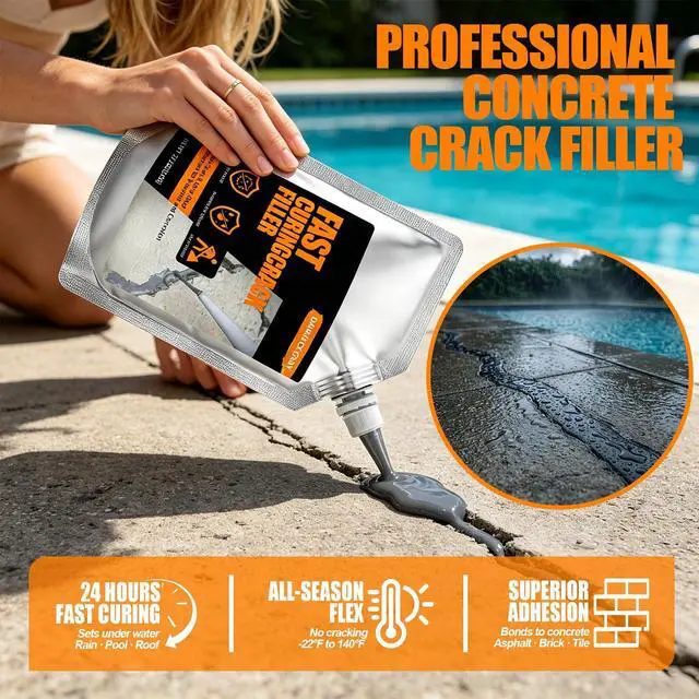 Alt view image 3 of 7 - Concrete Crack Filler 2 PACK, Self-Leveling Cement Crack Repair, High Elasticity And Fast Drying, Waterproof Sealant for Driveway, Sidewalk, Patio, Concrete Joint, Indoor and Outdoor Use Gray (39oz)