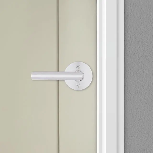 Alt view image 3 of 6 - Milan Dummy Door Handle, Single Sided Lever for Closets, French Double Doors, and Pantry, Polished Chrome Non-Turning Reversible Interior Push/Pull Lever