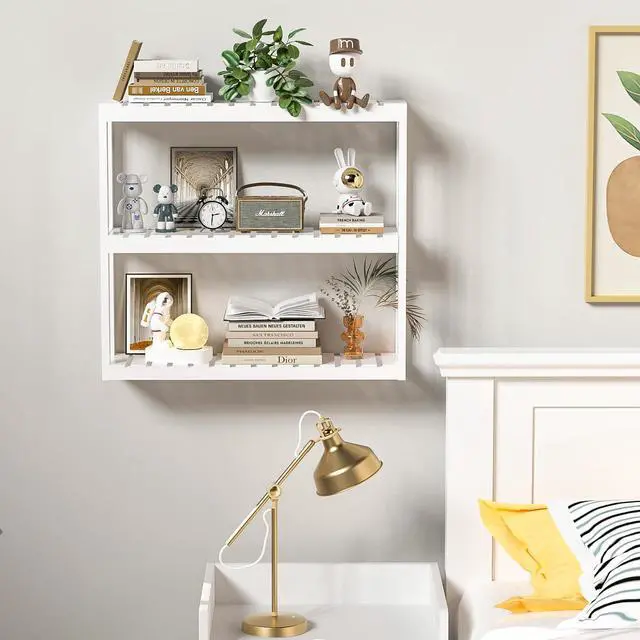 Alt view image 3 of 7 - Bathroom Shelves Over Toilet Storage - 3 Tier Wall Mounted Bamboo Bathroom Shelf Organizer Multifunctional Adjustable Layer Free Standing Utility Shelves for Bathroom Living Room Kitchen, White