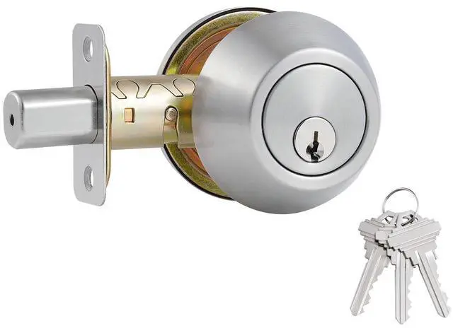 Main image of 1 Side Keyed Deadbolt Lock,Single Cylinder Dead Bolt, Satin Nickel Round Exterior Keyed Front Entry Inside Door Deadbolt