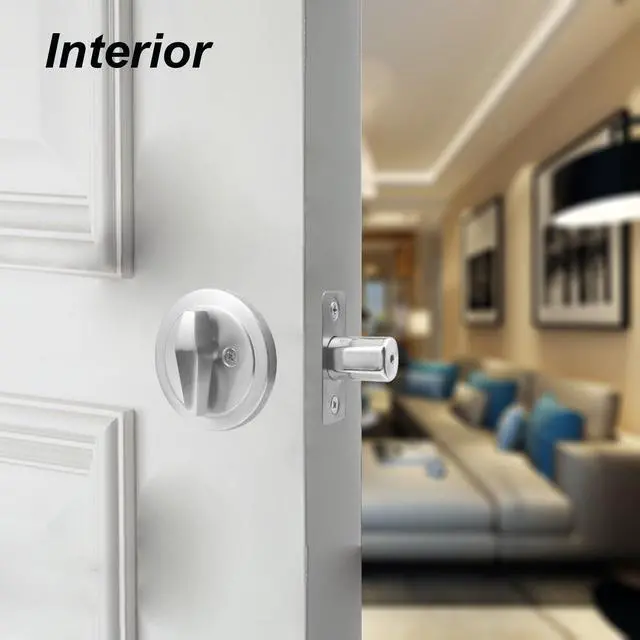 Alt view image 6 of 7 - 1 Side Keyed Deadbolt Lock,Single Cylinder Dead Bolt, Satin Nickel Round Exterior Keyed Front Entry Inside Door Deadbolt