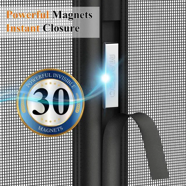 Alt view image 4 of 7 - Magnetic Screen Door, Fits 32'' x 80'' Door(Screen Size 34'' x 81''), Black | Reversible Left Right Side Opening, Scratch-Proof Polyester, Pet Friendly, Free Entry and Exit, Prevent Insect Invasion