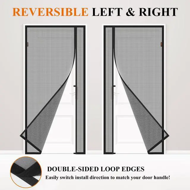 Alt view image 6 of 7 - Magnetic Screen Door, Fits 32'' x 80'' Door(Screen Size 34'' x 81''), Black | Reversible Left Right Side Opening, Scratch-Proof Polyester, Pet Friendly, Free Entry and Exit, Prevent Insect Invasion