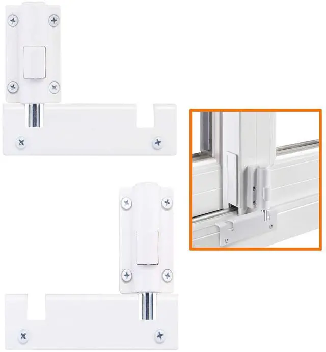 Main image of Patio Sliding Door Security Foot Lock Kick Lock, Fits on Top Rail-Childproof Patio Door Guardian-or Bottom Rail-Foot Operated-Keep Your Family Safe and Secure (2 Set)