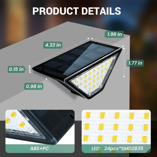 Alt view image 2 of 7 - Solar Step Lights Waterproof, Stair Lights Outdoor Decor, 6 Pack Warm White | 24 LEDs Solar Deck Lights for Garden, Porch, Pathway, Patio, Fence, Balcony