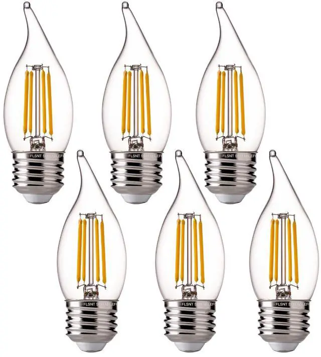 Main image of LED 60 Watts Equivalent Chandelier Light Bulbs, CA11 Dimmable Filament Clear LED Candelabra Bulbs, E26 Medium Base, 2700K Soft White, 6 Pack