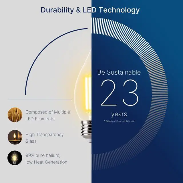 Alt view image 3 of 7 - LED 60 Watts Equivalent Chandelier Light Bulbs, CA11 Dimmable Filament Clear LED Candelabra Bulbs, E26 Medium Base, 2700K Soft White, 6 Pack