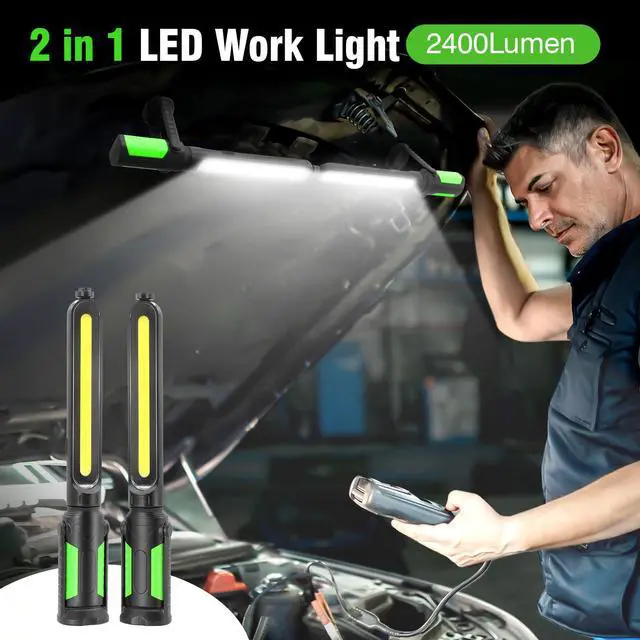 Alt view image 2 of 7 - Work Light for Mechanic, 2400LM LED, 4400mAh Rechargeable, Magnetic, Underhood Work Light with Hooks for Car Repairing/Inspection/Garage/Workshop/Emergency